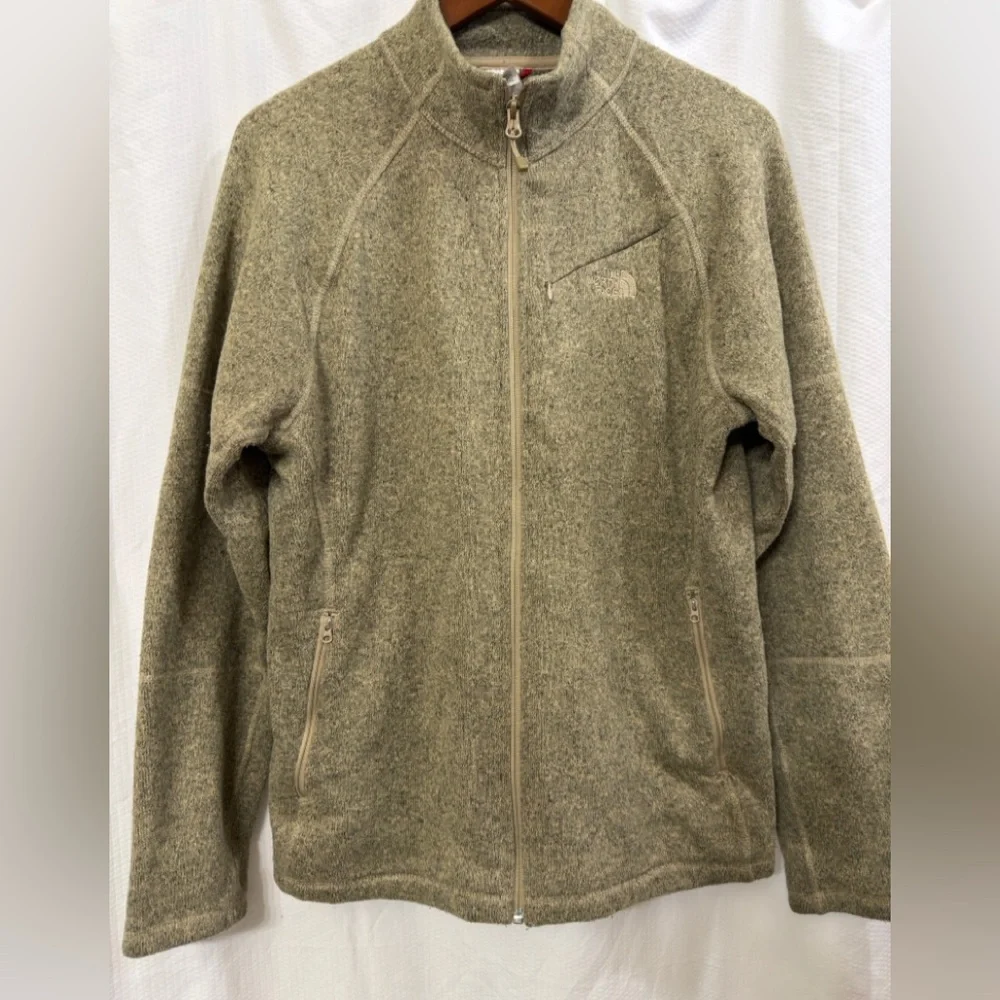 The North Face Men's Tsillan Full Zip Olive Green‎ Fleece Jacket Sz M EUC
